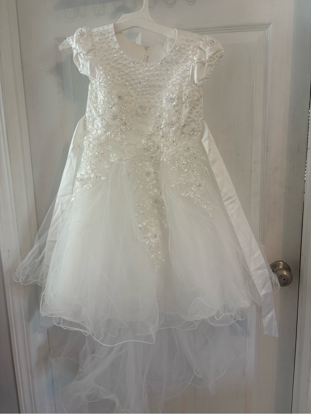 White Embellished Flower Girl Dress for Kids